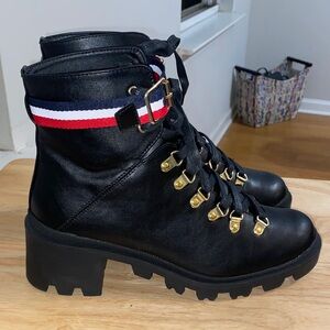 Stylish Black Women's Boots with Gold Accents